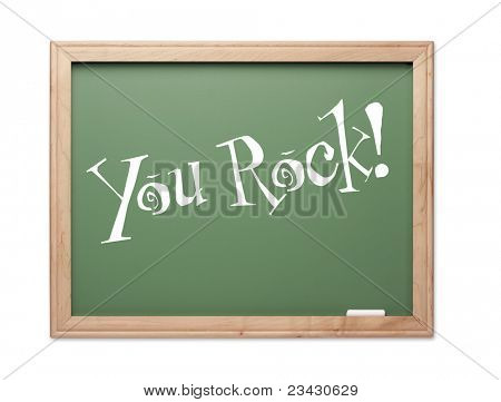 È Rock! Gesso verde scheda Kudos serie su sfondo bianco.