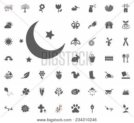 Moon And Star Icon. Spring Vector Illustration Icon Set