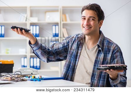 Computer hardware repair and fixing concept by experienced techn