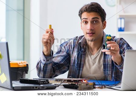 Computer hardware repair and fixing concept by experienced techn