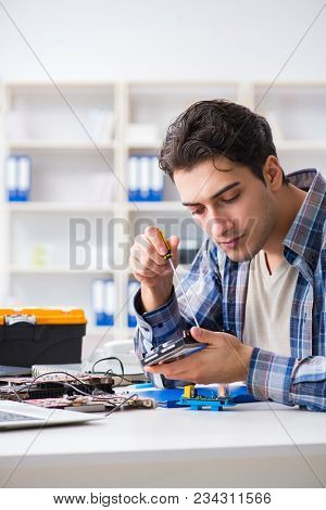 Computer hardware repair and fixing concept by experienced techn