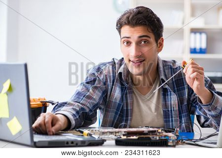 Computer hardware repair and fixing concept by experienced techn