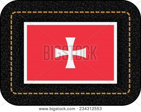 Historical Montenegrin Flag. Vector Icon On Black Leather Backdrop