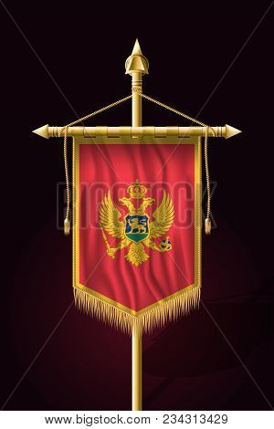 Flag Of Montenegro. Festive Vertical Banner. Wall Hangings