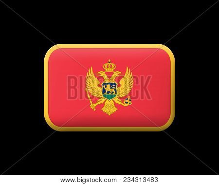Flag Of Montenegro. Matted Vector Icon And Button. Rectangular Shape