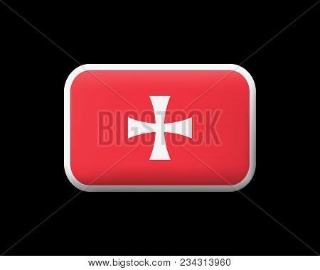 Historical Montenegrin Flag. Matted Vector Icon And Button. Rectangular Shape