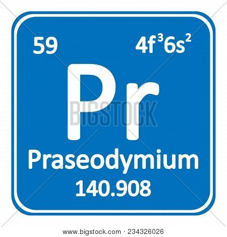 Periodic Table Element Praseodymium Icon On White Background. Vector Illustration.