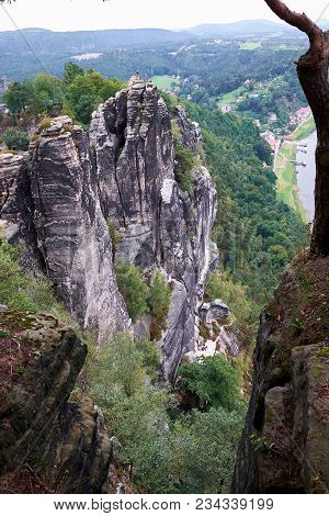 The Bastei Is A Rock Formation Towering 194 Metres Above The Elbe River In The Elbe Sandstone Mounta