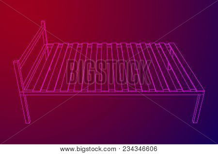 Base Orthopedic Bed Wireframe Low Poly Mesh Vector Illustration.