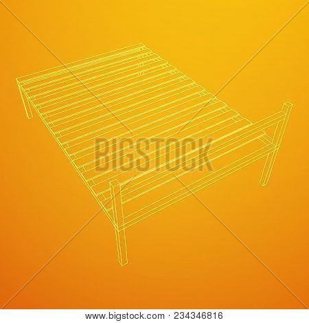 Base Orthopedic Bed Wireframe Low Poly Mesh Vector Illustration.