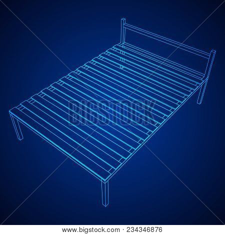 Base Orthopedic Bed Wireframe Low Poly Mesh Vector Illustration.