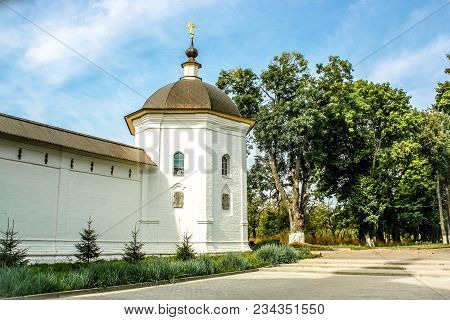 Wall Svensk Monastery In Russia In Summer Day.