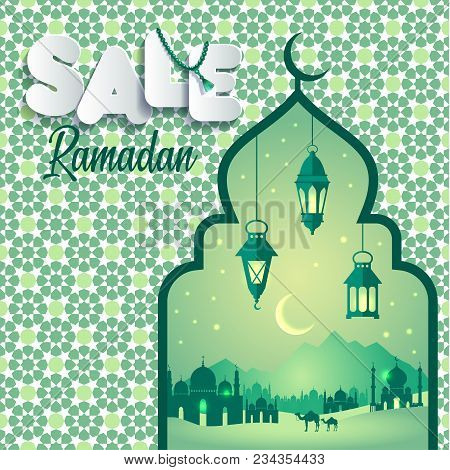 Vector Illustration Ramadan Sale. Banner, Discount, Label, Sale, Greeting Card, Of Ramadan Kareem An