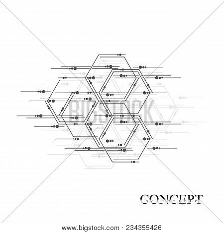 Hexagons Abstract Background. Geometric Science And Technology Motion Design. Digital Data Visualiza