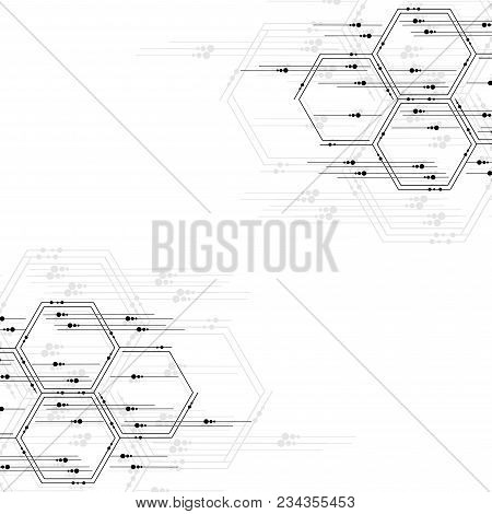 Hexagons Abstract Background. Geometric Science And Technology Motion Design. Digital Data Visualiza