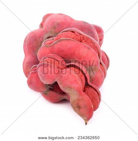 Manila Tamarind Fruit On White Background. Fresh, Sweet, Organic, Tropical,