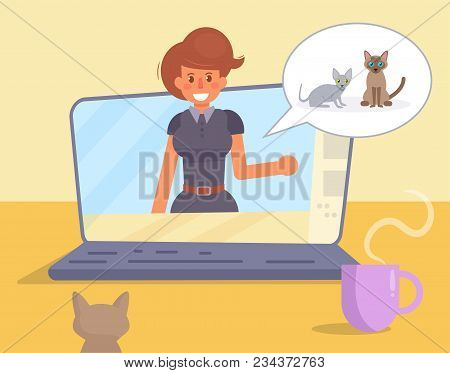 Blog Of A Veterinarian. Broadcast About Pets Vector. Cartoon. Isolated Art