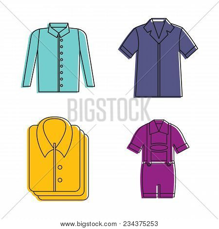Shirt Icon Set. Color Outline Set Of Shirt Vector Icons For Web Design Isolated On White Background