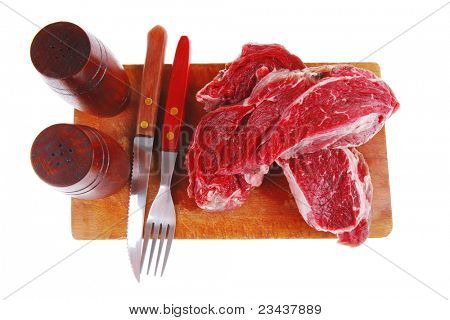beef fillet on plate with cutlery served before cooking