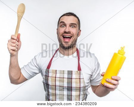 Smiling Freak Wants To Cook Something Special And Tasty.. He Is Not Afraid Of Failrules. Isolated On