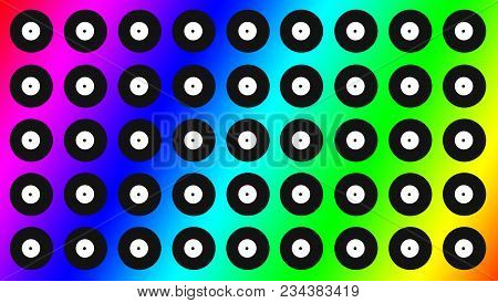 Vinil Disks. Colorful Background. Pattern Vinil. Old Disk.