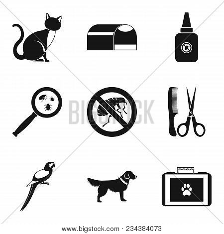 Veterinary Icons Set. Simple Set Of 9 Veterinary Vector Icons For Web Isolated On White Background