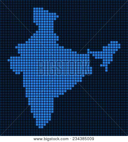 Dot India Map. Vector Mosaic Of India Map Created Of Dot Elements. Vector Geographic Dotted Pixelate