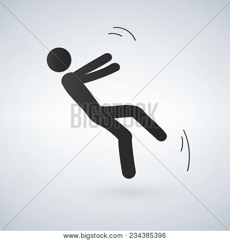 Falling Person Silhouette Pictogram. Vector Illustration On White Background