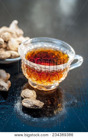 Beneficial Tea Of Dried Ginger Or Zingiber Officinale With Benefits Like Help Digestion, Reduce Naus