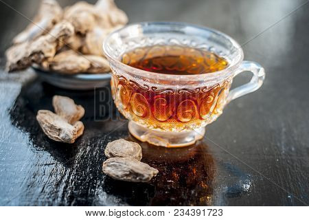 Beneficial Tea Of Dried Ginger Or Zingiber Officinale With Benefits Like Help Digestion, Reduce Naus
