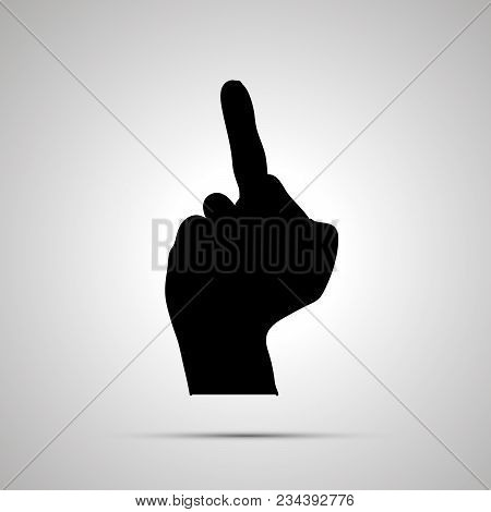 Black Silhouette Of Hand In Middle Finger Gesture Isolated On White