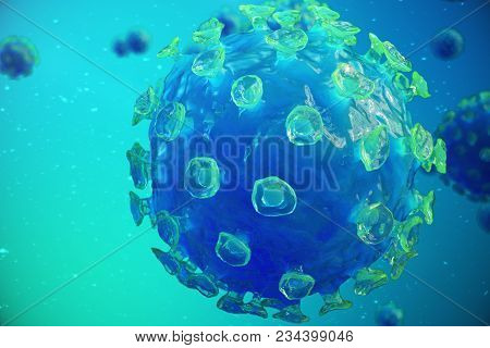 3d Illustration Pathogenic Viruses Causing Infection In Host Organism. Viral Disease Epidemic. Virus