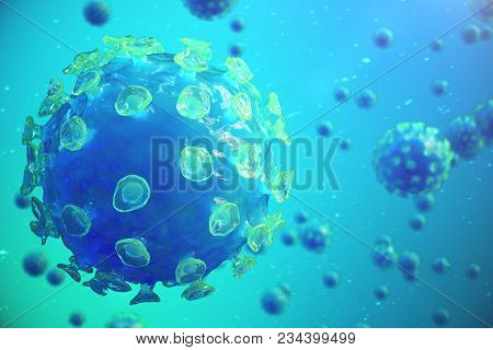 3d Illustration Pathogenic Viruses Causing Infection In Host Organism. Viral Disease Epidemic. Virus