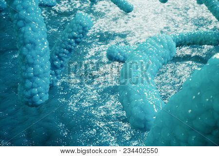 3d Illustration Pathogenic Viruses Causing Infection In Host Organism. Viral Disease Epidemic. Virus