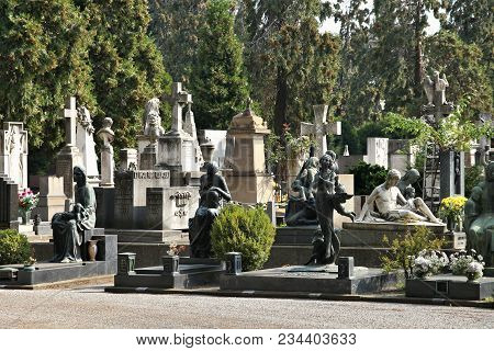 Milan, Italy - October 6, 2010: Cimitero Monumentale In Milan, Italy. The Monumental Cemetery Design