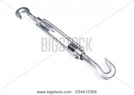 One Steel Turnbuckle Isolated Over White Background