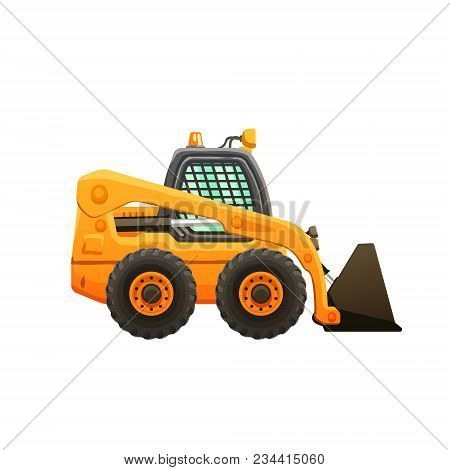 Mini Loader Vector Cartoon Isolated Illustration. Construction Equipment.