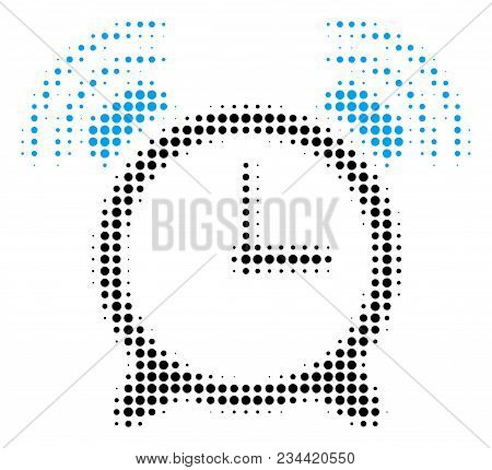 Buzzer Halftone Vector Icon. Illustration Style Is Dotted Iconic Buzzer Icon Symbol On A White Backg