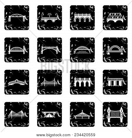 Bridge Icons Set Vector Grunge Isolated On White Background