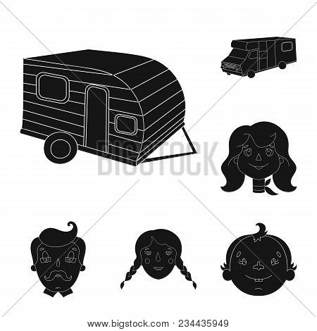 Family Holiday Black Icons In Set Collection For Design. Recreation And Equipment. Vector Symbol Sto