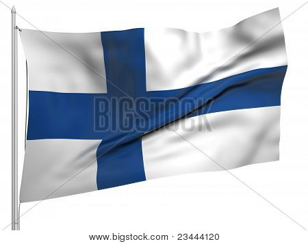 Flying Flag Of Finland - All Countries