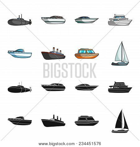Protection Boat, Lifeboat, Cargo Steamer, Sports Yacht.ships And Water Transport Set Collection Icon