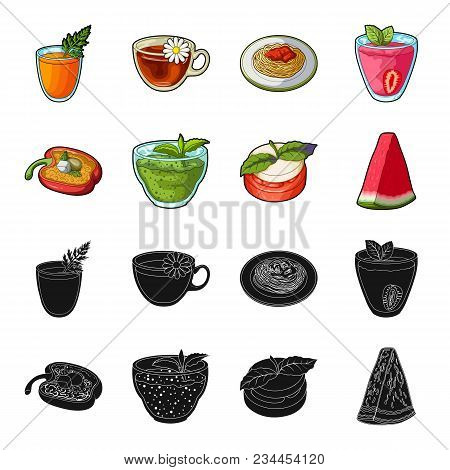 Sweet Bulgarian Pepper, Vitamin Drink, Jam With Raspberry And Mint Leaves, A Piece Of Watermelon. Ve
