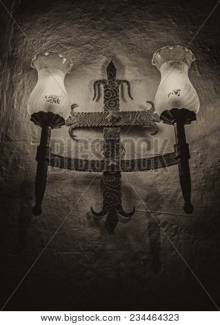 Ancient Lamp In Calatanazor Church In Soria