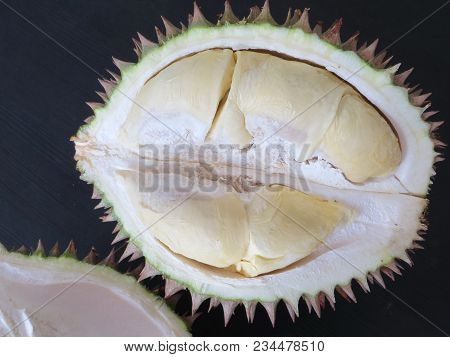 Indonesian Fruit Durian, The Edible Flesh Emits A Distinctive Odour That Is Strong And Penetrating E