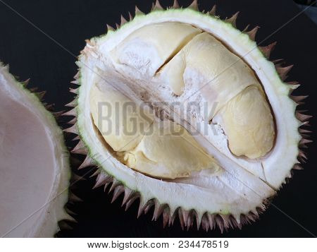 Indonesian Fruit Durian, The Edible Flesh Emits A Distinctive Odour That Is Strong And Penetrating E