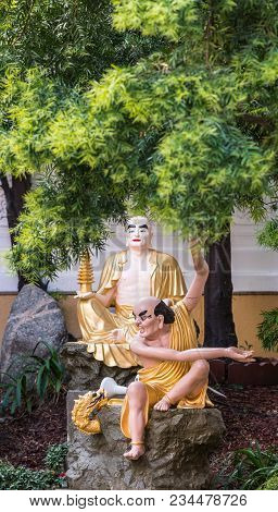 Hacienda Heights, Ca, Usa - March 23, 2018:  Closeup Of Golden Draped Kalika With Pagoda And Mahkass