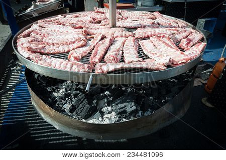 Pork To The Fire In The Foreground Isolated