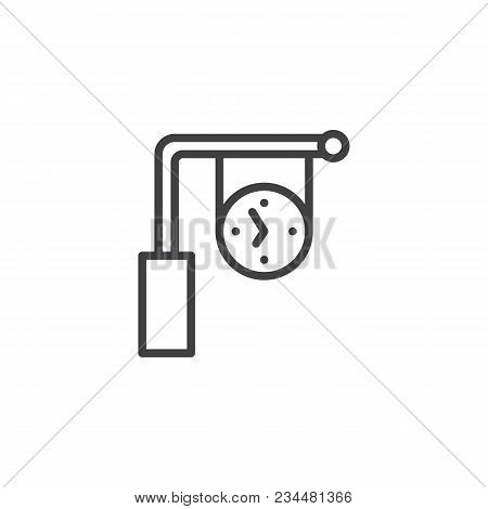 Train Station Clock Outline Icon. Linear Style Sign For Mobile Concept And Web Design. Public Clock 