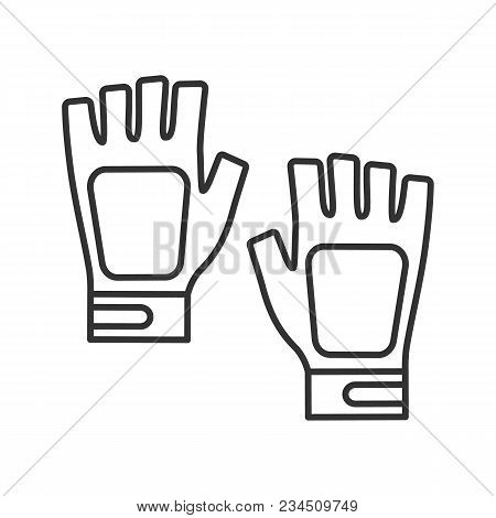 Fingerless Gym Gloves Linear Icon. Thin Line Illustration. Contour Symbol. Vector Isolated Outline D